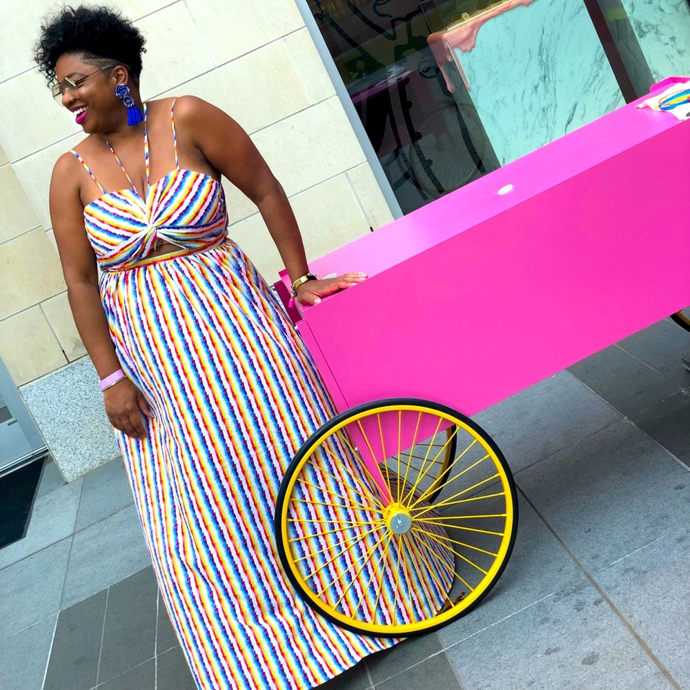 Striped Rainbow maxi dress